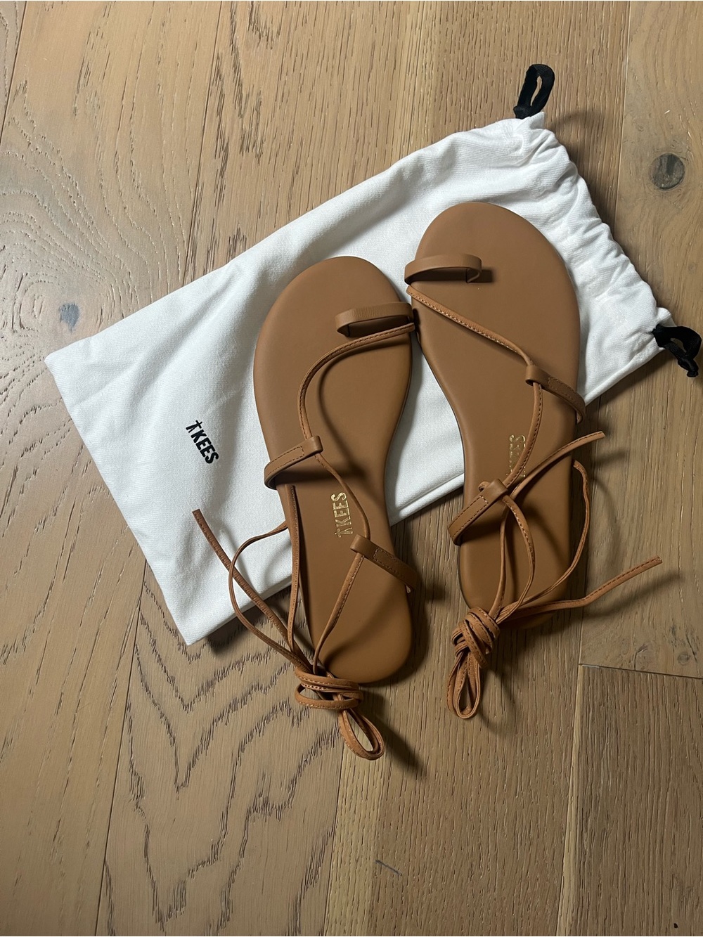TKEES Lace-Up Jo Sandals in Hazelnut - NWOT